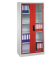 Stahlschrank 8920-055 S10153 lichtgrau, rubinrot, Acrylglas 93,0 x 40,0 x 195,0 cm, aufgebaut